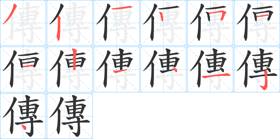 傳的笔顺分步演示