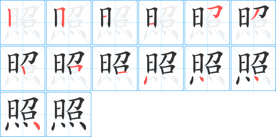 照的笔顺分步演示