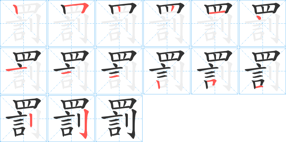 罰的笔顺分步演示