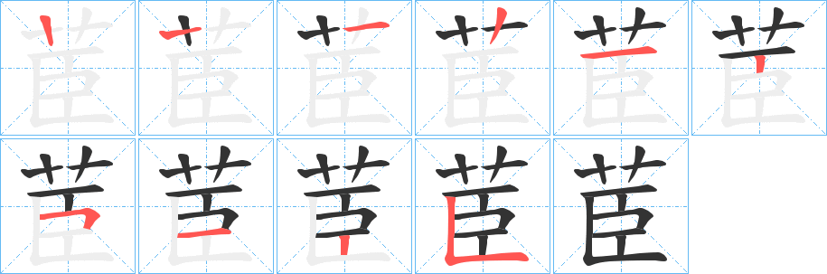 茞的笔顺分步演示