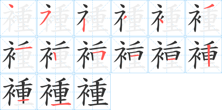 褈的笔顺分步演示