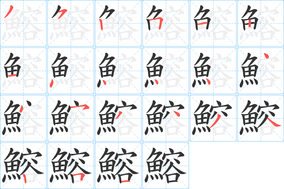 鰫的笔顺分步演示