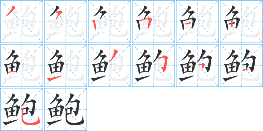 鲍的笔顺分步演示