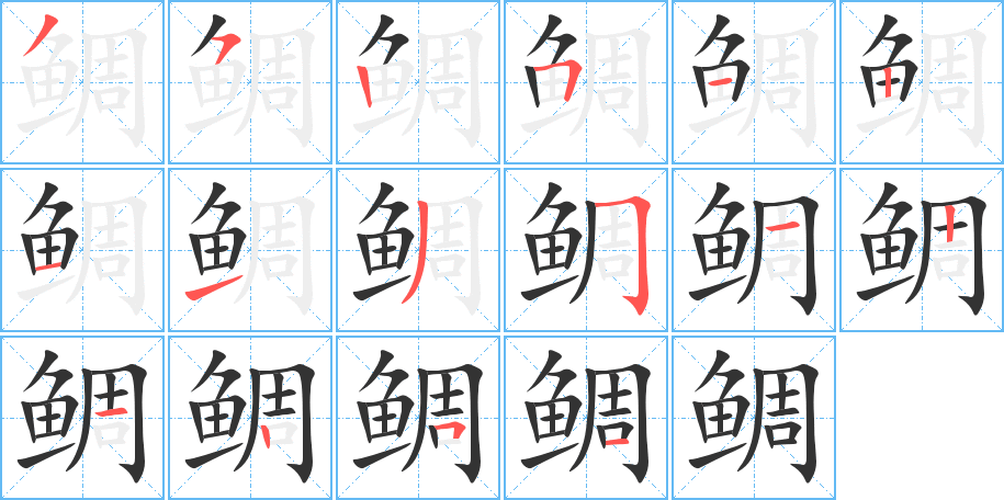 鲷的笔顺分步演示