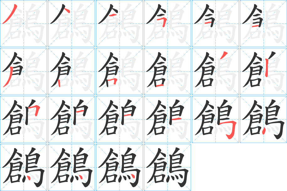 鶬的笔顺分步演示